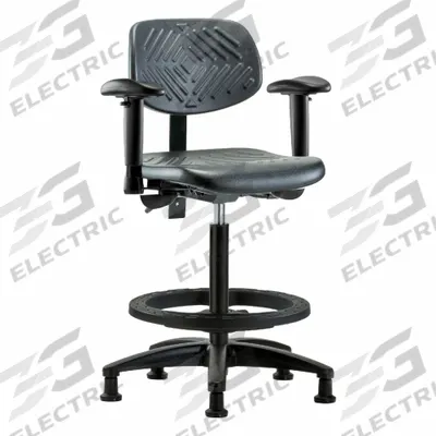 APPROVED VENDOR Ergonomic Chair: Polyurethane, Arms Included, Ht Range 23 1/4 in to 33 1/4 in - Polyurethane Lab Chairs