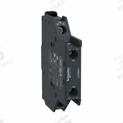 SCHNEIDER Auxiliary Contact Block: 1NO/1NC, 10 A Max Current (AC), Side Mount, Side-Mounted (MPN LAD8N11). Key specifications — Brand: SCHNEIDER; Compatible with Series: TeSys.