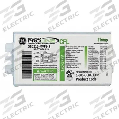 GE LAMPS Ballast: 120 to 277V AC, 1/2 Lamps Supported, 18 W_26 W Bulb Watt - Programmed Rapid Start Electronic Fluorescent Ballasts