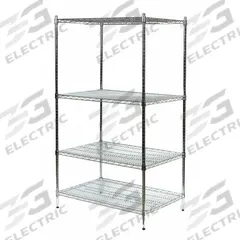APPROVED VENDOR Wire Shelving Unit: Starter, 36 in x 36 in, 85 in Overall Ht, 4 Shelves, Dry, Silver (MPN 2KPE7). Key specifications — Recommended Environments: Dry; Color: Silver; Finish: Chrome; Material: Steel; Brand: APPROVED VENDOR.