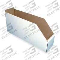 PACKAGING CORPORATION OF AMERICA Corrugated Shelf Bin: 17 in Overall Lg, 6 1/4 in x 8 1/2 in, White (MPN 1W960). Key specifications — Brand: PACKAGING CORPORATION OF AMERICA; % Recycled Content: 30-45%; Manufacturer Part Number: 1W960; Includes Dividers: Dividers Not Included; Electrostatic Discharge: Not Electrostatic Discharge Conductive.