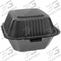 PACTIV Disposable Carry-Out Food Container: Black, Hinged Lid Container Container, Foam, 504 PK (MPN YHLB06000000). Key specifications — attr553565: Foam; attr553567: No; attr553572: Square; attr553556: PACTIV.