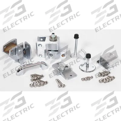 ASI GLOBAL PARTITIONS Outswing Door Kit: Zinc, Bright, 3 1/4 in Overall Ht - Door Hardware Kits for Bathroom Partitions