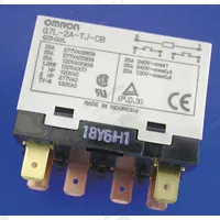 OMRON Enclosed Power Relay: Bracket Mounted, 30 A Current Rating, 24V AC, DPST-NO, 6 Pins/Terminals (MPN G7L-2A-TJ-CB-AC24). Key specifications — Brand: OMRON; Base Type: Square; Mounting Style: E-Bracket; Electrical Connection: Quick-Connect; Manufacturer Part Number: G7L-2A-TJ-CB-AC24; Operating Current: 25 A; Series: G7L Series; Relay Bracket Type: E-Bracket (Sold Separately).