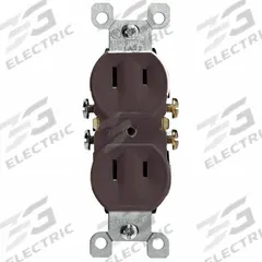 LEVITON Receptacle: Duplex, 1-15, Brown, 125V AC, 15 A, 2 Pole / 2 Wire (MPN 223)