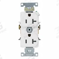 LEVITON Duplex Receptacle/Oultet, 20 Amp: Duplex, 5-20, White, 125V AC, 20 A, 2 Pole / 3 Wire (MPN 5342-W)