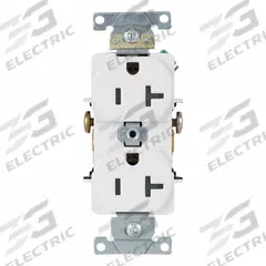 LEVITON Duplex Receptacle/Oultet, 20 Amp: Duplex, 5-20, White, 125V AC, 20 A, 2 Pole / 3 Wire (MPN 5342-W)
