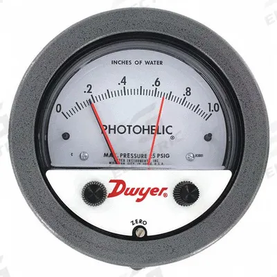 Dwyer Pressure Switch/Gauge: 1/8 in NPT Female, ±2% Gauge Accuracy, A3000, 4 in Dial - Low Operating Pressure Differential Gauges with Switch