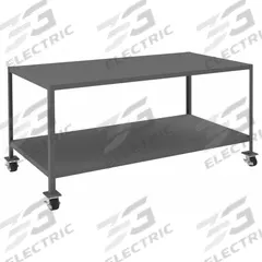 DURHAM MFG Work Table: Fixed Ht, Steel, 72 in x 36 in, 3,000 lb Overall Load Capacity (MPN MTM367236-3K295). Key specifications — Unit Type: Not Expandable or Modular; Assembly: Fully Assembled; Wheel Material: Phenolic; Frame Material Finish: Powder Coated; Mobility: Casters; Height Adjustability: Fixed Height; Caster Type: (4) Swivel Locking; Frame Construction: Welded Only.