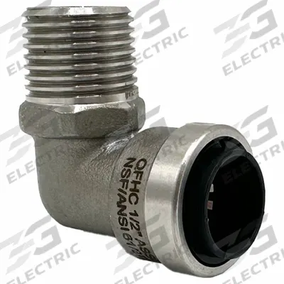 APPROVED VENDOR Push-Fit Elbow Fitting: 1/2 in OD x 1/2 in Pipe Size - Stainless Steel Push-to-Connect Tube Fittings