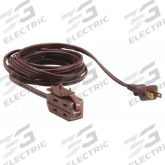 APPROVED VENDOR Extension Cord: Indoor Use, 15 ft Lg, 3 Outlets, 1-15P, 16/2, SPT-2, Brown, Block (MPN 1FD71). Key specifications — Brand: APPROVED VENDOR; Temperature Rating: 32° to 140°F; NEMA Plug Configuration: 1-15P.