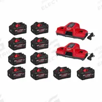 MILWAUKEE Battery Kit: M18™, 8 Ah, 10 Batteries Included, 2 Chargers Included, 18V DC (MPN 48-11-1881, 48-11-1881, 48-11-1881). Key specifications — attr1278107: Oil-Resistant.