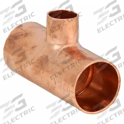 NIBCO Sweat Fitting Tee: 1 1/4 in CTS x 1 1/4 in CTS x 1/2 in CTS, Cup x Cup x Cup - Wrot Copper Tube Fittings