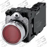 SIEMENS Illuminated Push Button: Illuminated, Flush Profile, Non-Metallic, 22 mm, 1NO/1NC (MPN 3SU1153-0AB20-1FA0). Key specifications — Brand: SIEMENS; Action: Momentary; Series: 3SU; Push Button Material Type: Non-Metallic.