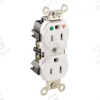 LEVITON Receptacle: Hospital Grade Fed. Spec., Duplex, 5-15R, White, 125V AC, 15 A, 2 Pole / 3 Wire (MPN 8200-IGW)