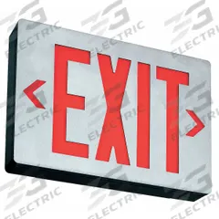 Exit Sign: Emergency Battery Backup, LED, Black, Red, 1 Faces, Ceiling, Nickel Cadmium, 120/277 V AC (MPN LENY 3 R EL). Key specifications — Voltage: 120/277 V AC; Directional Indicators: Universal Field Selectable Chevrons; Text Color: Red; Brand: LITHONIA LIGHTING; Emergency Battery Backup: Yes; Housing Color: Black; Lighting Technology: LED; Self Diagnostics: No.