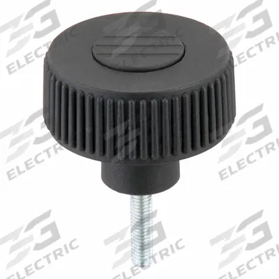 KIPP Hand Knob: Knurled, Plastic w/ Steel Thread, #10-32 Thread, 20 mm Thread Lg - Knurled Knobs with Threaded Stud
