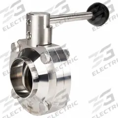 DIXON Butterfly Valve: 3/4 in Pipe Size, Solder, 140 psi Max. Pressure (CWP), 316L Stainless Steel (MPN B5107S075BB-A). Key specifications — Average Surface Roughness (Ra): ≤ 32 micron; Brand: DIXON; Stop Positions: 4; Handle Type: Lever; Body Material: 316L SS; Disc Material: 316L SS.