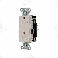 HUBBELL Receptacle: Decorator Duplex, 5-20, Light Almond, 125V AC, 20 A, 2 Pole / 3 Wire (MPN DR20STLATR)