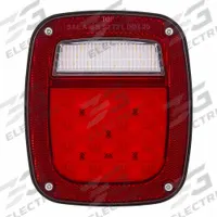 MAXXIMA Multi-function Box LED Stop: LED, Stop, Turn, and Tail Combo Light, Red/White, Rectangular (MPN M42228L). Key specifications — Standards: DOT/SAE J587, J593, J594, J2040, J2261; Electrical Connection: Blunt Cut Wires; Brand: MAXXIMA; Installation Type: Permanent; Lens Color: White; Mount Type: Stud; Lighting Technology: LED; Light Type: Stop, Turn, and Tail Combination Light.