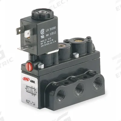 ARO Solenoid Air Control Valve: Alpha, Four-Way / Two-Position, 24V DC, 1/8 in Female NPT - ARO Alpha Series Solenoid-Operated Inline Air Control Valves