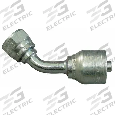 AEROQUIP Hydraulic Crimp Fitting: Steel x Steel, 45° Elbow, -10 For Hose Dash Size - Aeroquip Crimp Hydraulic Hose Fittings with Metric Connection