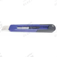 WESTWARD Snap-Off Utility Knife: 6 1/2 in Overall Lg, Plain, 8 Segments, 1 Blades Stored, Black/Blue (MPN 402L10). Key specifications — attr307932: Plain; attr307935: Blue; attr307939: Plastic; attr307957: Straight; attr324893: WESTWARD.