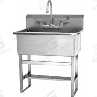 SANI-LAV Scrub Sink: 45 1/2 in Overall Ht, 28 in Bowl Lg, 10 1/2 in Bowl Dp, 2 gpm Flow Rate, 14 ga (MPN 532FF). Key specifications — Includes Side Splash: Side Splash Not Included; Brand: SANI-LAV.