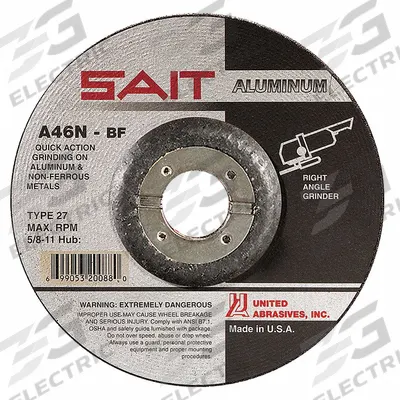 UNITED ABRASIVES-SAIT Depressed Center Grinding Wheel: Type 27, 7" x 1/4" x 7/8", Aluminum Oxide - General Purpose Grinding Wheels for Soft Metals