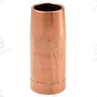 MILLER ELECTRIC Nozzle: FasTip, 3/4 in, Straight, Copper (MPN 199616). Key specifications — Insulation Type: Insulator Sold Separately; Duty Rating: Standard Duty; For Contact Tip Series: FasTip; Manufacturer Part Number: 199616; Brand: MILLER ELECTRIC.