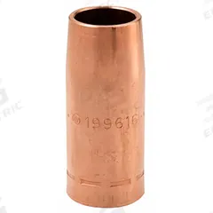 MILLER ELECTRIC Nozzle: FasTip, 3/4 in, Straight, Copper (MPN 199616). Key specifications — Insulation Type: Insulator Sold Separately; Duty Rating: Standard Duty; For Contact Tip Series: FasTip; Manufacturer Part Number: 199616; Brand: MILLER ELECTRIC.