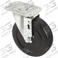 APPROVED VENDOR Plate Caster: Swivel, Rubber, 5 in Wheel Dia, 1 1/4 in Wheel Wd, Light Duty, Plain (MPN 5X730). Key specifications — Wheel/Tread Color: Black; Brand: APPROVED VENDOR; Roll Up: Swivel.