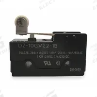 OMRON Snap Action Switch: Hinge Roller Lever Actuator, 3NO/3NC, Screw (MPN DZ-10GV22-1B). Key specifications — AC Contact Rating: 2 A @ 480 V; Electrical Connection: Screw; Series: DZ; Brand: OMRON.