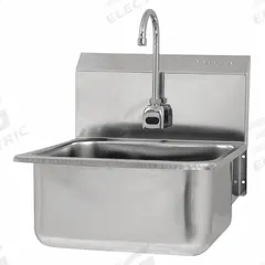 SANI-LAV Hands-Free Sink: 1 Stations, 10 in Bowl Dp, 19 in Bowl Lg, 16 in Bowl Wd, Faucet Included (MPN ESB2-525L-0.5). Key specifications — Includes Side Splash: Side Splash Not Included; Series: Stainless Steel Hand Wash Sink; Brand: SANI-LAV; Power Source: Battery Powered.