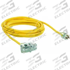 APPROVED VENDOR Extension Cord: Outdoor Use, 25 ft Lg, 3 Outlets, 5-15P, 12/3, SJTOW, Yellow (MPN 4GAD2). Key specifications — Brand: APPROVED VENDOR; Temperature Rating: -58° to 194°F; NEMA Plug Configuration: 5-15P.