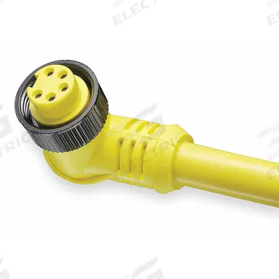 BRAD HARRISON Cordset: 7/8"-16 Female Right Angle x Bare Wire, 5 Pins, Yellow, PVC - Single-Ended Cordsets with PVC Jacket for Flexing Applications