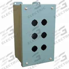 HAMMOND Push Button Enclosure: 22mm, 6 Holes, Carbon Steel, NEMA 12/13 (MPN MPB6). Key specifications — Brand: HAMMOND; Environments & Applications: Oil-Tight and Dust-Tight.