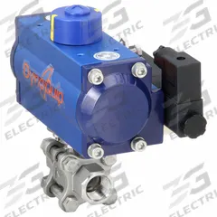 DYNAQUIP CONTROLS Pneumatically Actuated Two-Way Ball Valve: 1/2 in, Stainless Steel, FNPT x FNPT (MPN P3S23AJSR05210A). Key specifications — Brand: DYNAQUIP CONTROLS; Pilot Solenoid Voltage: 115V AC.