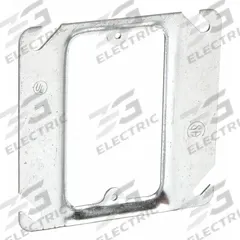 RACO Plaster Ring: Raised, 1/4 in Raised Ht, Steel, 4 in Overall Lg, 4 in Overall Wd (MPN 771). Key specifications — Brand: RACO; Material: Steel; Cover Design: Raised.