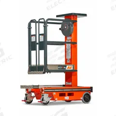 JLG Mobile Personnel Lift: Manual, Push-Around, 7.3 ft Elevated Platform Ht, 33 in x 25.5 in (MPN EcoLift70). Key specifications — attr1045274: JLG; attr1045277: Self-Closing Safety Gate.