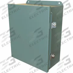 HAMMOND Electrical Enclosure: Steel, 12 in x 10 in x 5 in, NEMA 12/13/3R/4, Solid Cover, Hinged (MPN HJ12105HLP). Key specifications — Closure Method: Clamps; Brand: HAMMOND; Knockouts: Not Included.