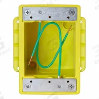 LEVITON Electrical Box: Glass-Filled Polyester, Rectangular, 1 Gangs, 1/2 in Hub Size, Yellow (MPN 452CR-4). Key specifications — Color: Yellow; Brand: LEVITON.