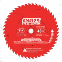 DIABLO Circular Saw Blade: 7 1/4 in Blade Dia., 48 Teeth, 0.08 in Cut Wd, 5/8 in Arbor Size, Cermet (MPN D0748CFX). Key specifications — attr1116119: DIABLO; attr1145631: Steel.