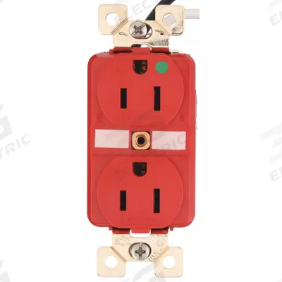 BRYANT Receptacle: Hospital Grade Fed. Spec., Duplex, 5-15R, Red, 125V AC, 15 A - General Purpose Receptacles