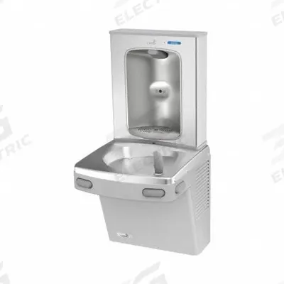 OASIS Drinking Fountain with Bottle Filler: On-Wall, 8 gph @ 50°F, Stainless Steel - On-Wall Single Drinking Fountains with Bottle Fillers
