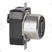 LEVITON Locking Receptacle: Non-NEMA, Black, 125V AC, 50 A Current Rating, 2 Poles, 3 Wires (MPN 6370CR). Key specifications — Brand: LEVITON.
