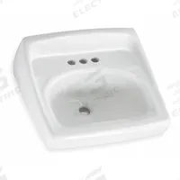 AMERICAN STANDARD Bathroom Sink: Lucerne™, White, Vitreous China, 18 1/4 in Overall Lg, Centerset (MPN 0355012PL.020). Key specifications — Series: Lucerne™; Includes: Front Overflow, Self Draining Deck Area with Contoured Back and Side Splash Shields, Wall Hanger, Concealed Arm Support; Color: White; Brand: AMERICAN STANDARD; Sink Type: Bathroom; Material: Vitreous China; Sink Material: Ceramic.