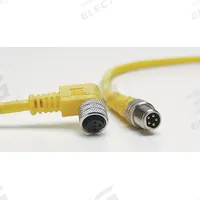 Cordset: M8 Female Right Angle X Bare Wire, 3 Pins, Yellow, PVC, 5 m Cable Lg, 24 AWG Wire Size (MPN 403001A10M050). Key specifications — Cable Jacket Color: Yellow; End 1 Mounting Orientation: Right Angle; End 1 Gender: Female; End 1 Connection Type: M8; Cable Jacket Material: PVC; Brand: BRAD HARRISON; IP Rating: IP67; End 2 Connection Type: Bare Wire.