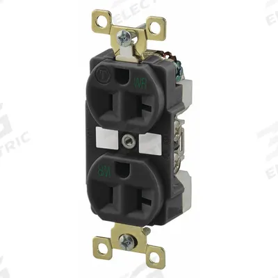 BRYANT Receptacle: Duplex, 5-20, Black, 125V AC, 20 A, 2 Pole / 3 Wire (MPN BRY5362BLKWR) - General Purpose Receptacles