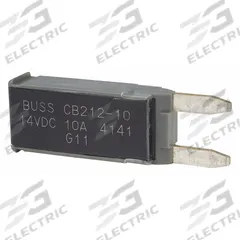 Automotive Circuit Breaker: CB212, 14V DC, 150 A at 14V DC, Blade (MPN CB212-10). Key specifications — Series: CB212; Voltage: 14V DC; Interrupt Rating: 150 A at 14V DC; Terminal Connection: Blade; Circuit Breaker Type: Type II Footprint Circuit Breaker; Brand: BUSSMANN.